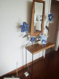 Wood Decorative Side Table with Mirror image 2