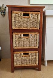Woodwicker 3-basket dresser - Handmade image 1