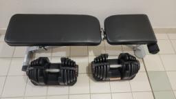 180lbs Adjustable Dumbbell Set bench image 1