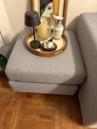 Bluegrey L shaped sofa with ottoman image 2