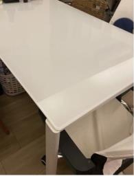 Glass white long dining table  4 chairs image 3