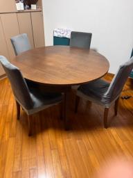 Solid wood dining table with 4 chairs image 1