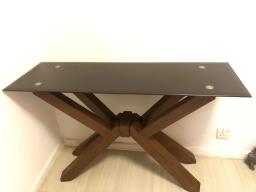 Table Solid Wood and Tempered Glass image 3