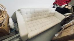 White all-leather sofa with Ottoman image 1