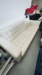 White all-leather sofa with Ottoman image 2