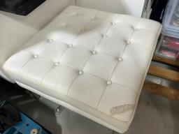 White all-leather sofa with Ottoman image 3