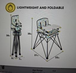 Foldable High Chair with Adjustable Tray image 3