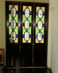 3 antique panels with stain glass image 1