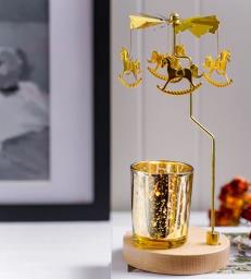 gold horses candle holder image 1