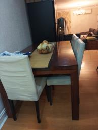 Hardwood dining table and 6 x chairs image 1