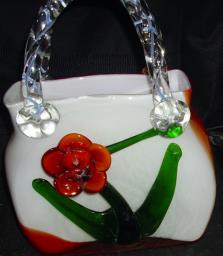 Italian Murano Glass Handbag Vase image 1