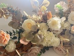 Large Pink and Cream Floral Arch Wedding image 3