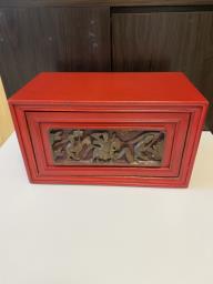 Retro wooden box handcrafted figures image 1