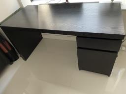 Black Wooden Desk with Drawers image 2