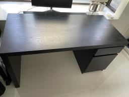 Black Wooden Desk with Drawers image 3