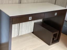 Desk - wooden with white leather top image 1