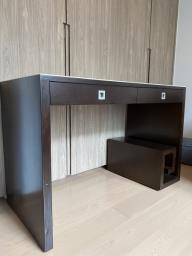 Desk - wooden with white leather top image 4