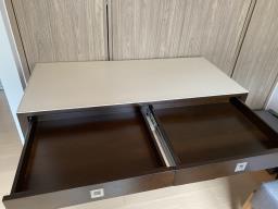 Desk - wooden with white leather top image 3