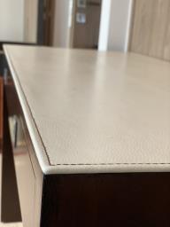 Desk - wooden with white leather top image 2
