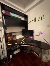 Free L-shaped corner desk with shelves image 1