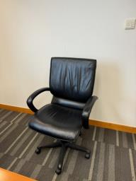 genuine black leather office chair image 1