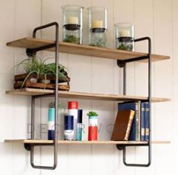 Recycled Oak Wood 3-tier Wall Shelves image 1