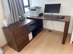 Solid Wood Corner Desk with Storage image 1