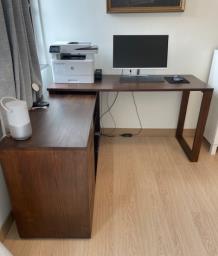 Solid Wood Corner Desk with Storage image 3