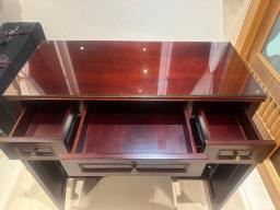 Wooden desk with drawers and cabinets image 2