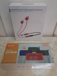 Bluetooth earphones and speaker image 1