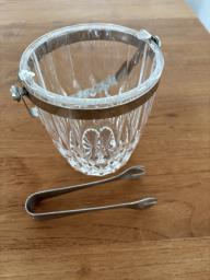 Glass ice bucket and tongs image 1