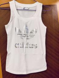 Adidas white elastic vest with silver image 2