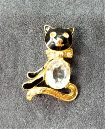 Black  Cat  Crystal  Brooch image 1
