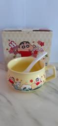 crayon Shinchan ceramic bowl  spoon image 1