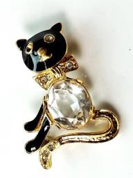 Crystal  Brooch - Black  Cat image 10