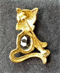 Crystal  Brooch - Black  Cat image 4