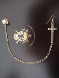 Golden Tone Cross Chain Earrings image 1