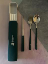 Silver chopsticks fork and spoon set image 6