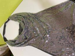 Slinky Silver Sequinned Halterneck Dress image 3