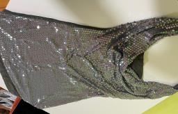 Slinky Silver Sequinned Halterneck Dress image 2