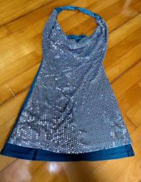 Slinky Silver Sequinned Halterneck Dress image 6