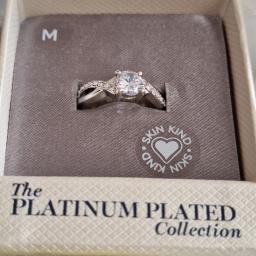 Cz Platinum Plated Ring 60 image 1