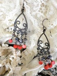 red coral keshi pearl 925 silver image 1