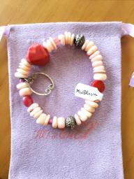 shell  and coral nuggets bracelet image 1