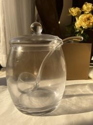 3-pc large handmade glass jar with lid image 1