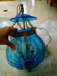 Classic blue glass lamp image 1