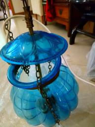Classic blue glass lamp image 5