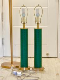 Emerald Green Leather Bedside Lamps x 2 image 1