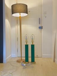 Emerald Green Leather Bedside Lamps x 2 image 2