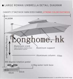 Patio Large Size Roman Umbrella Aluminum image 4